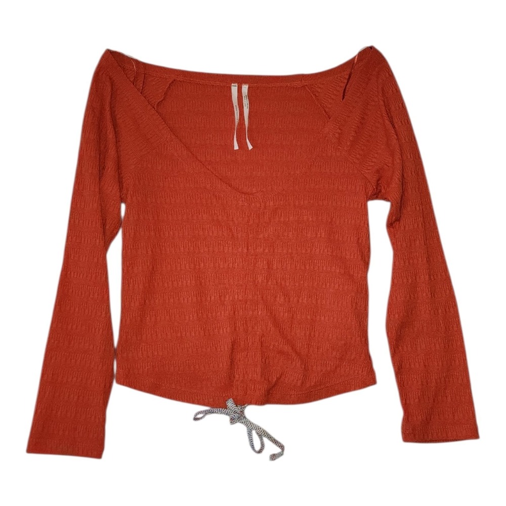 Anthropologie Sabrina Top Womens Size XS Burnt Orange Cinched Crop Boho Festival